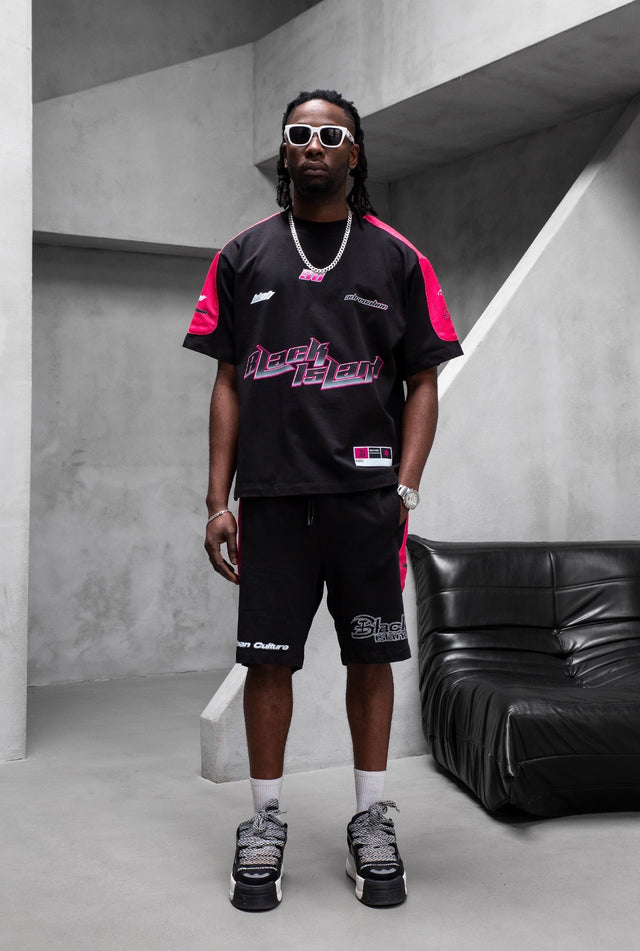 Black Island - T-Shirt&Short Set - Black&Pink