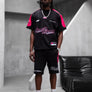 Black Island - T-Shirt&Short Set - Black&Pink