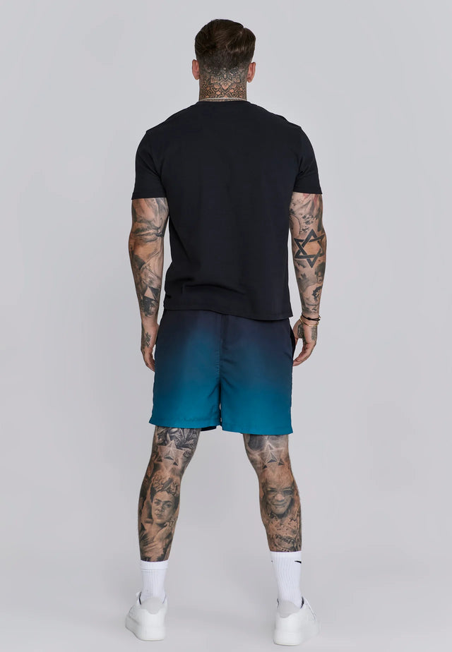 SikSilk - Black Teal Fade Swim Shorts