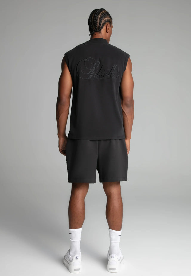SikSilk - Black Sleeveless T-Shirt