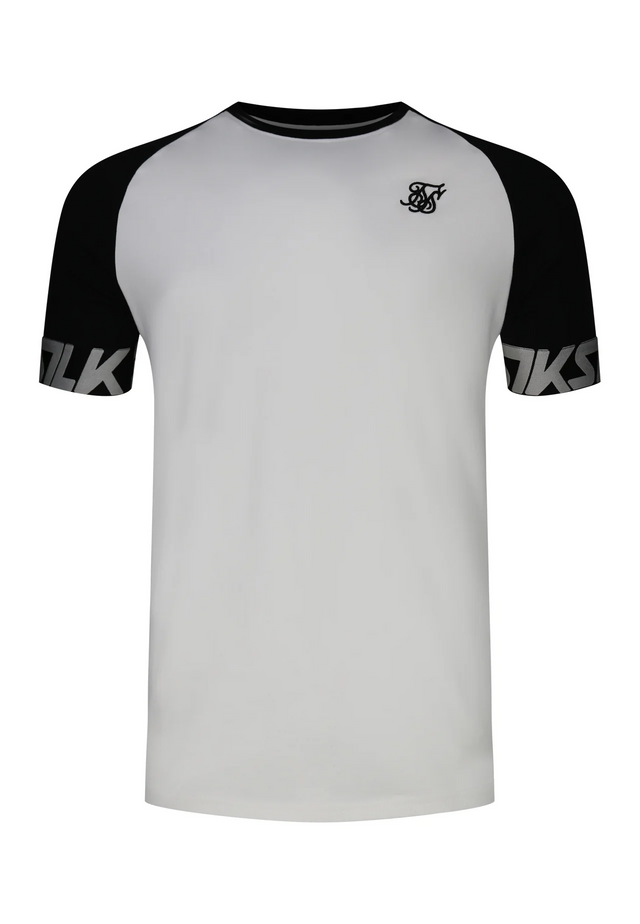 SikSilk - White and Black Raglan Tech T-Shirt