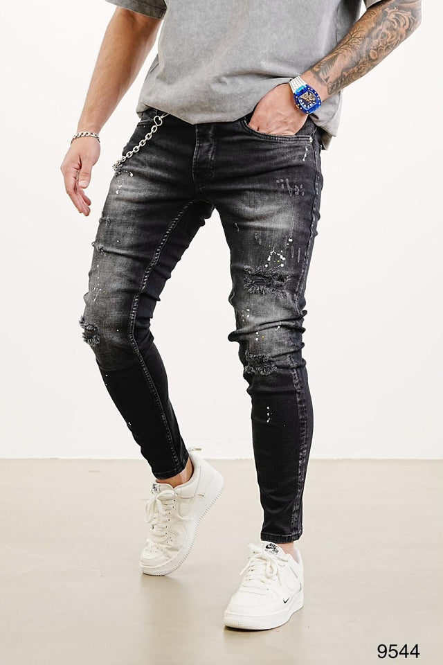 2Y Premium - Painted Black Jeans