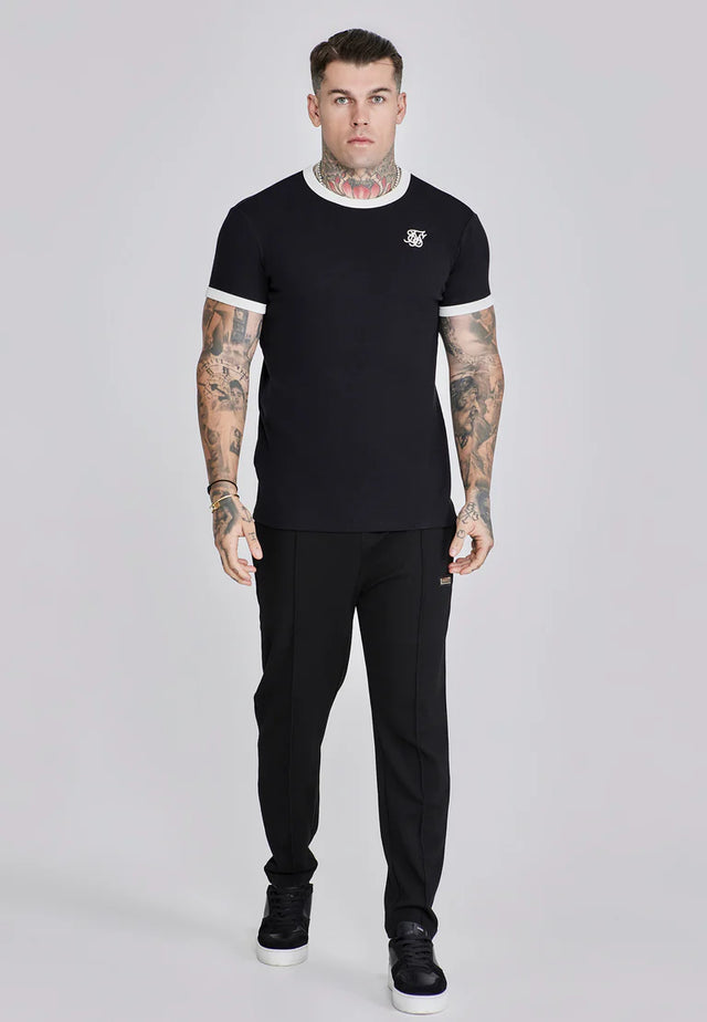 SikSilk - Ribbed Ringer T-Shirt - Black