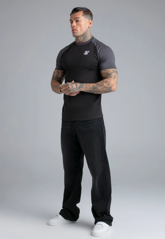 SikSilk - Black and Grey Raglan T-Shirt