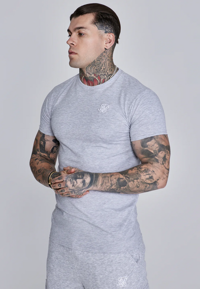 SikSilk - Grey Marl Essentials T-Shirt