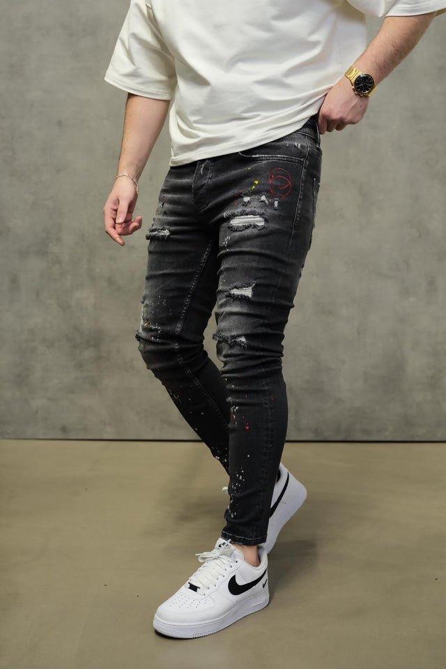 2Y Premium - Painted Black Jeans