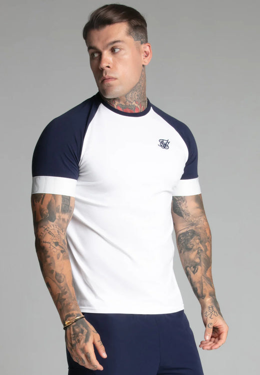 SikSilk - White,Navy Tech T-Shirt