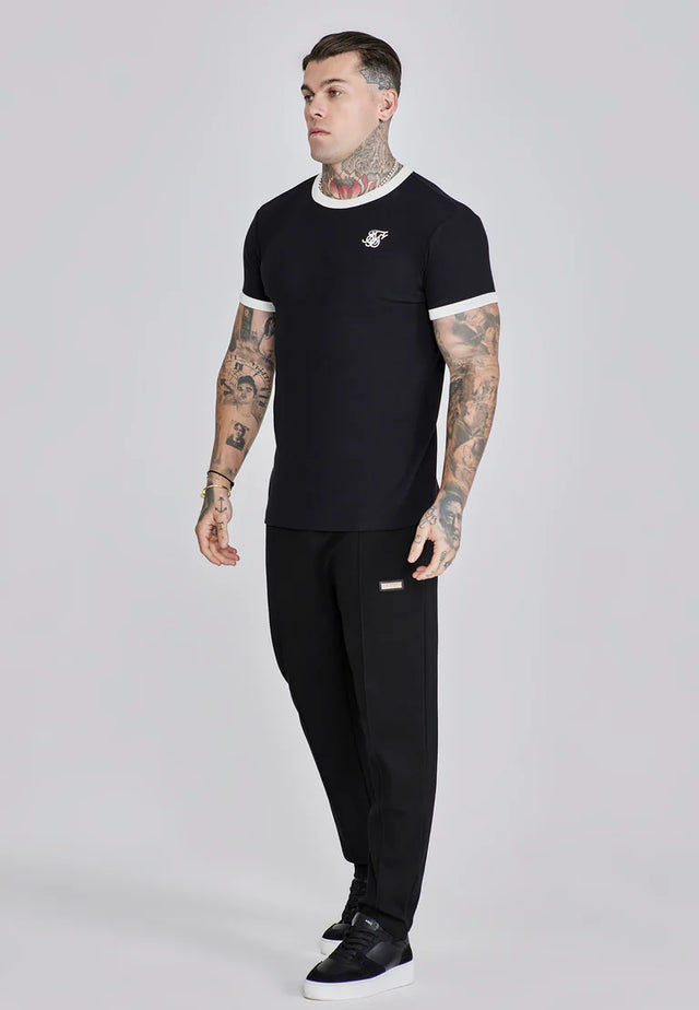 SikSilk - Ribbed Ringer T-Shirt - Black