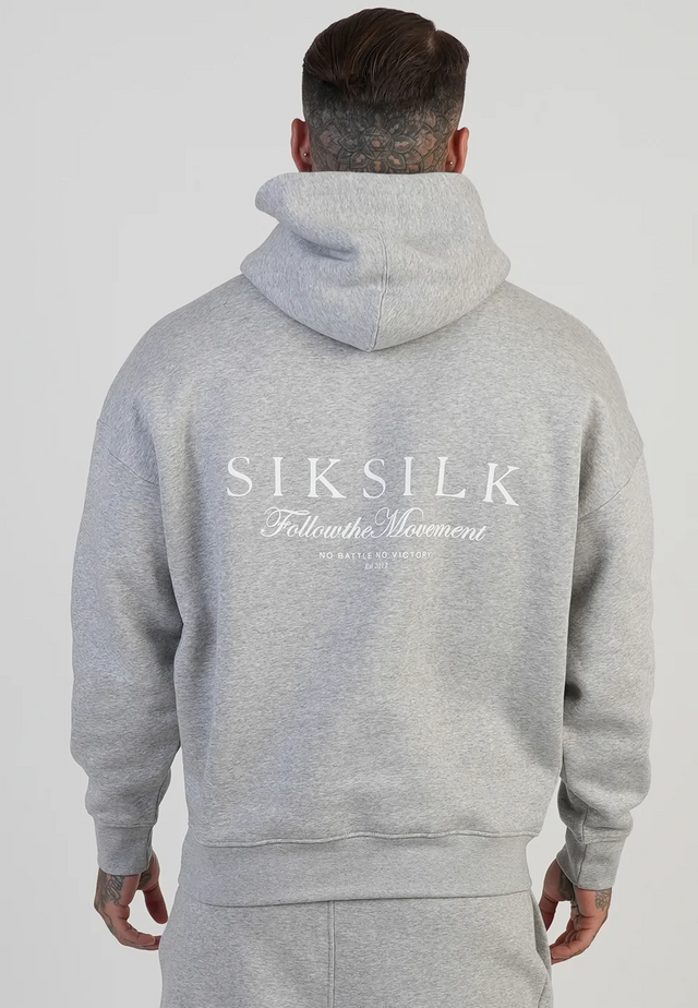 SikSilk - Grey Marl Graphic Hoodie