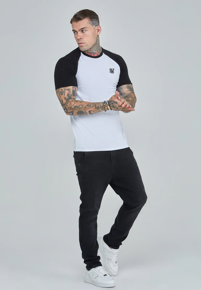SikSilk - White and Black Raglan T-Shirt