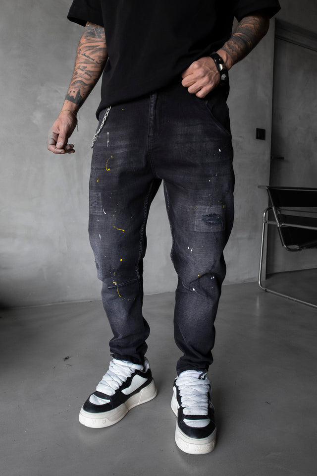 Black Island - Painted Jeans - Black