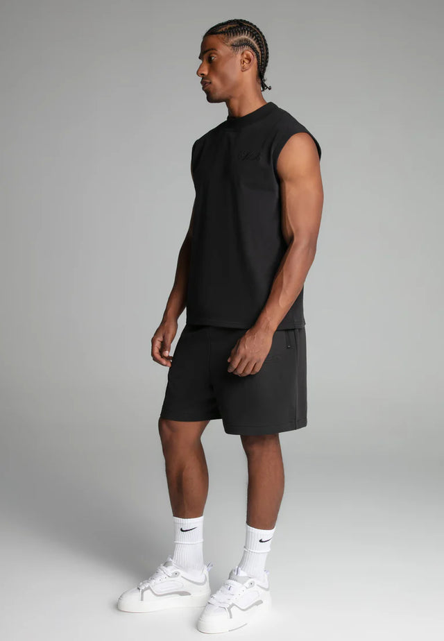 SikSilk - Black Sleeveless T-Shirt