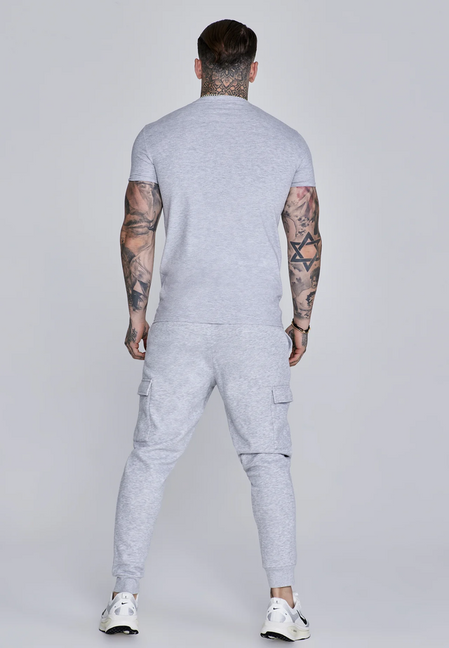 SikSilk - Grey Marl Essentials Cargo Joggers