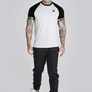 SikSilk - White and Black Raglan Tech T-Shirt