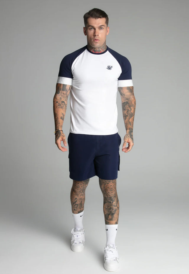 SikSilk - White,Navy Tech T-Shirt