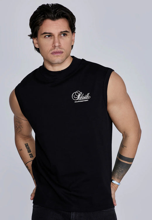 SikSilk - Black Sleeveless T-Shirt