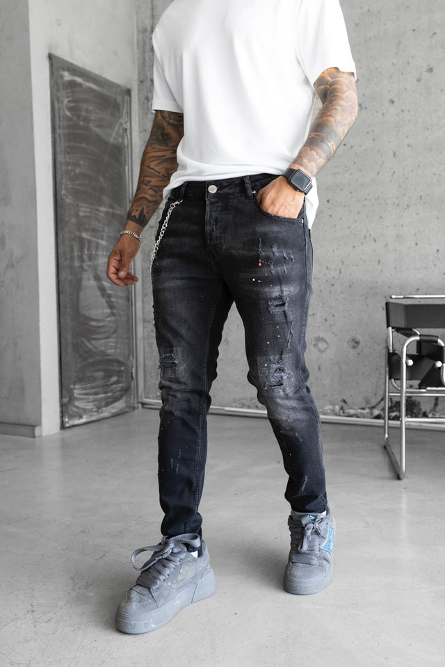 Black Island - Painted Jeans - Black