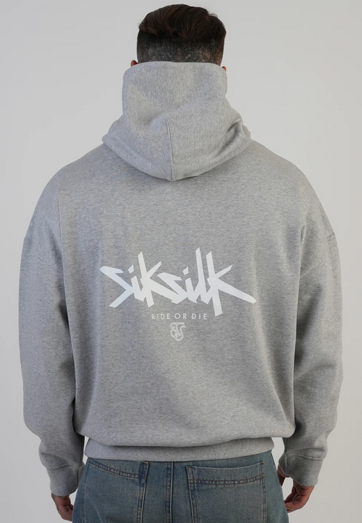 SikSilk - Grey Marl Graphic Hoodie
