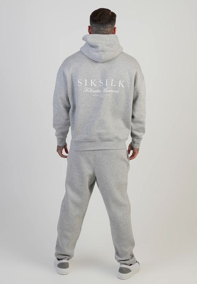 SikSilk - Grey Marl Graphic Hoodie