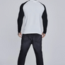 SikSilk - White and Black LS Muscle Fit T-Shirt