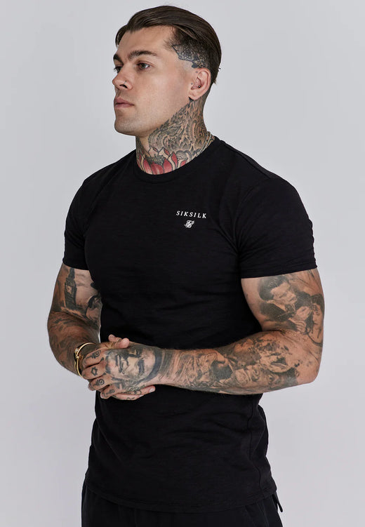 SikSilk - Black Relaxed Fit T-Shirt