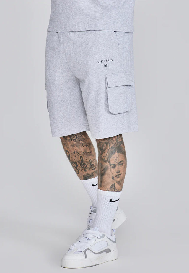 SikSilk - Grey Marl T-Shirt and Shorts Set