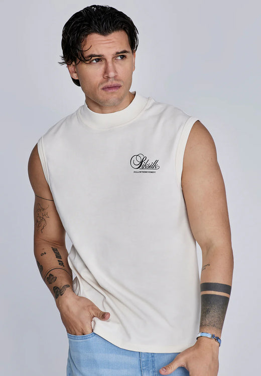 SikSilk - Ecru Sleeveless T-Shirt