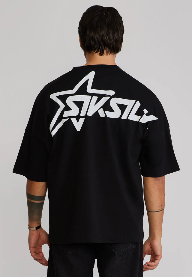SikSilk - Black Graphic T-Shirt