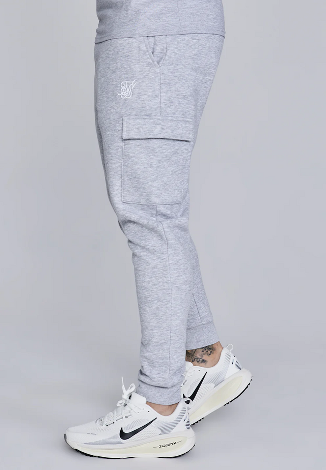 SikSilk - Grey Marl Essentials Cargo Joggers