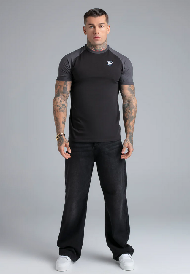 SikSilk - Black and Grey Raglan T-Shirt