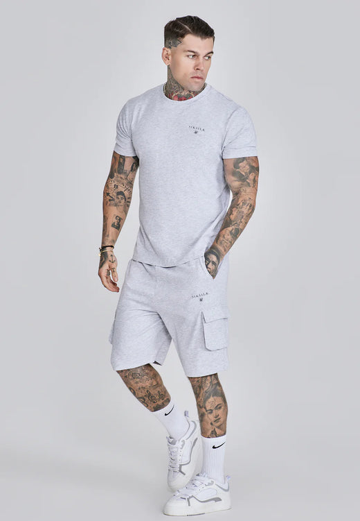 SikSilk - Grey Marl T-Shirt and Shorts Set