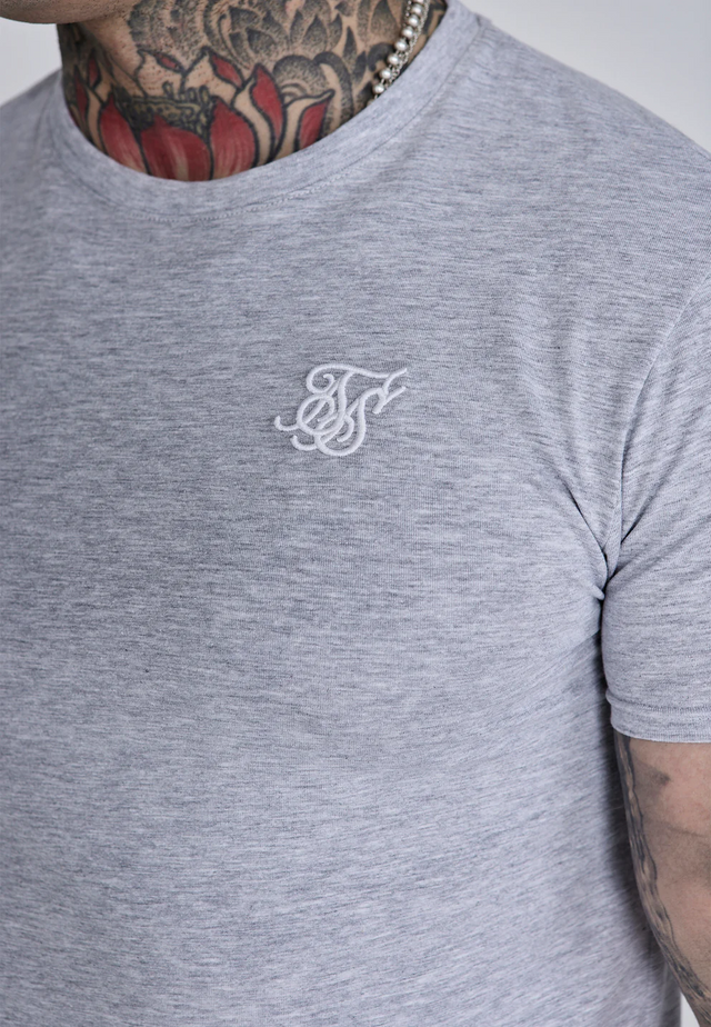 SikSilk - Grey Marl Essentials T-Shirt