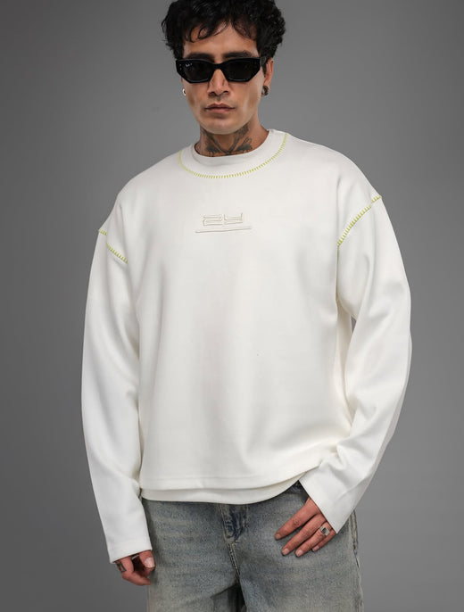 2Y Premium - Embossed Logo Sweatshirt - Ecru