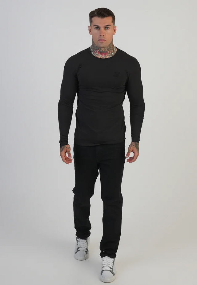 SikSilk - Black Long Sleeve T-Shirt