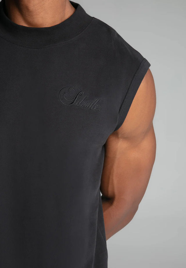 SikSilk - Black Sleeveless T-Shirt
