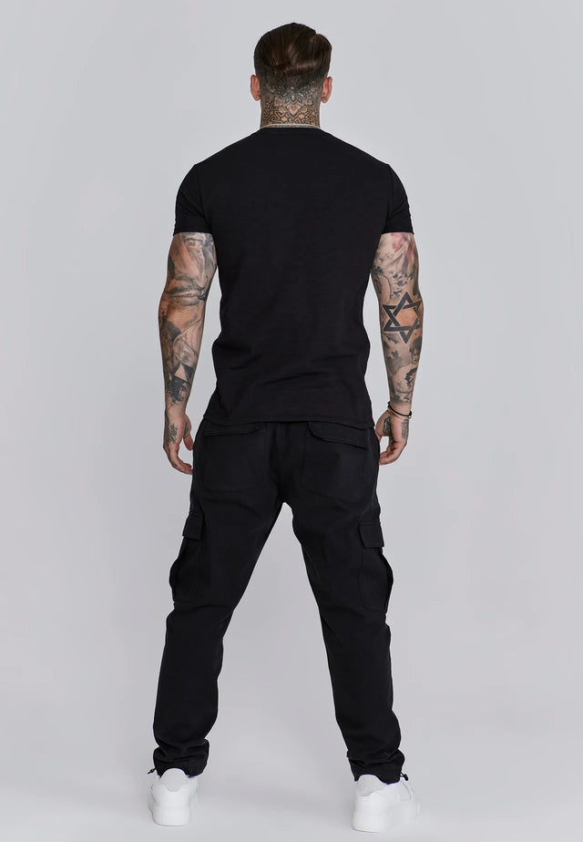 SikSilk - Black Relaxed Fit T-Shirt