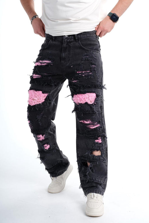 2Y Premium - Pink Fabric Jeans - Black