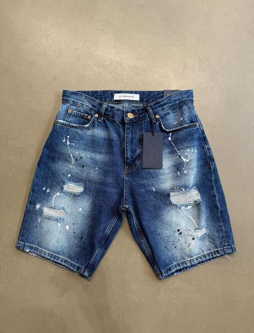 2Y Premium - Denim Shorts Painted - Blue
