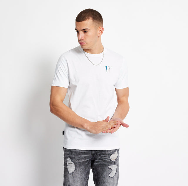 11 Degrees - Printed Sleeve Cuff Logo T-Shirt - White