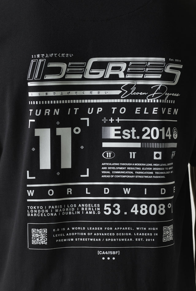 11 Degrees - Future Tech Back Graphic T-Shirt - Black