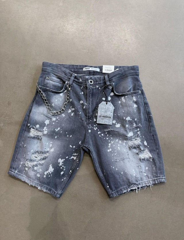 2Y Premium - Denim Shorts - Dotted Paint - Black