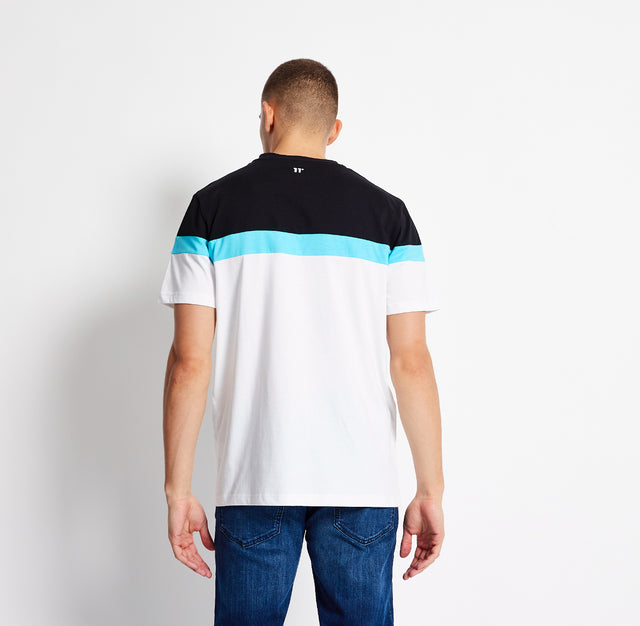 11 Degrees - Triple Panel T-Shirt - White/Black/Capri Blue