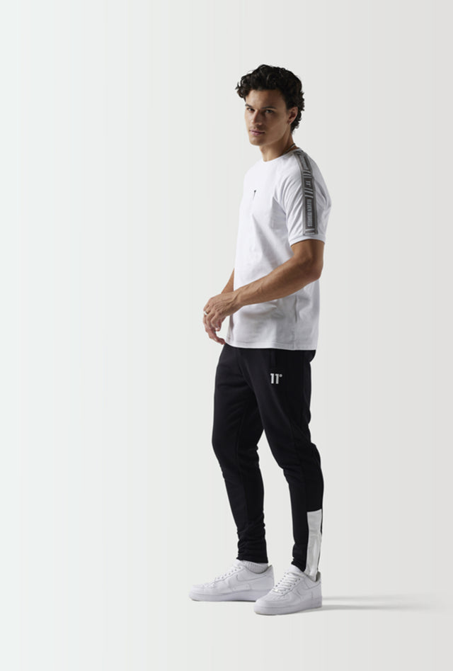 11 Degrees - Colour Block Slim Fit Joggers - Black/White