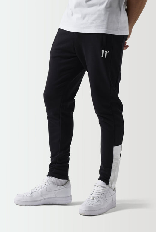 11 Degrees - Colour Block Slim Fit Joggers - Black/White