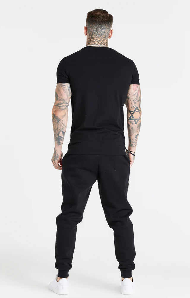 SikSilk - Black Essential Short Sleeve Muscle Fit T-Shirt