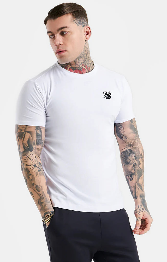 SikSilk - White Essential Short Sleeve Muscle Fit T-Shirt
