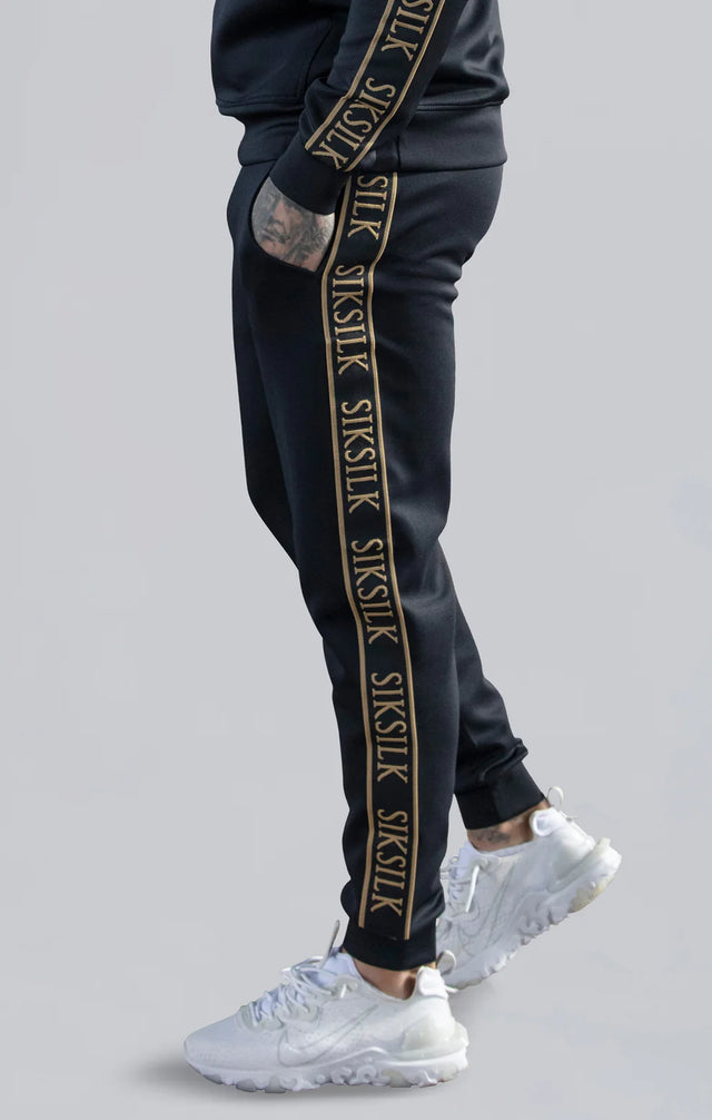 SikSilk - Black Muscle Fit Joggers