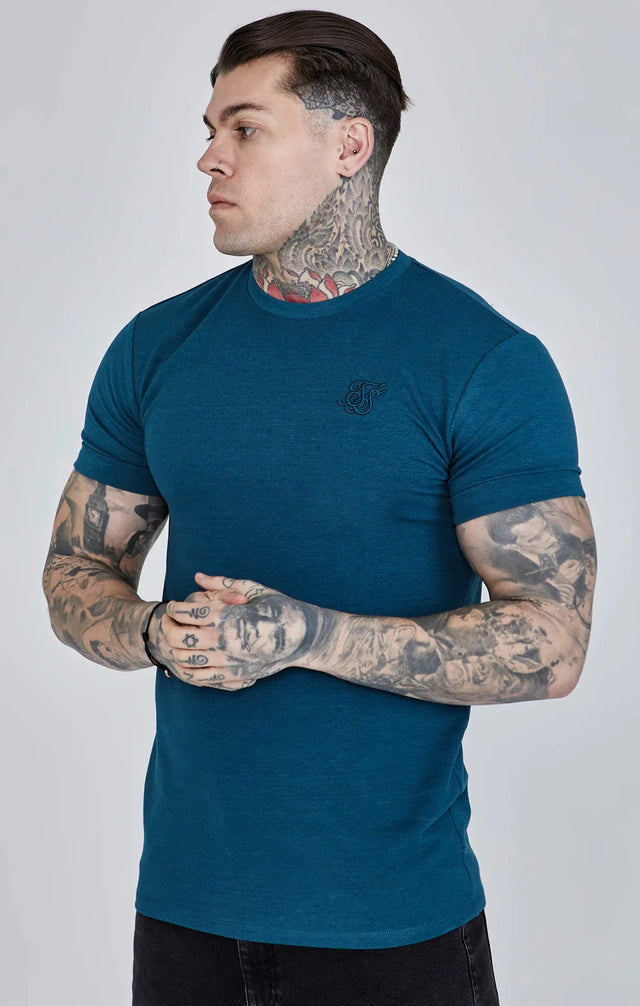 SikSilk - Teal Roll Sleeve T-Shirt