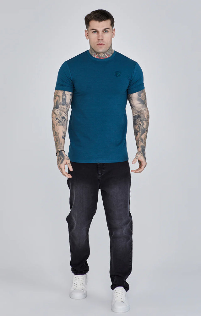 SikSilk - Teal Roll Sleeve T-Shirt