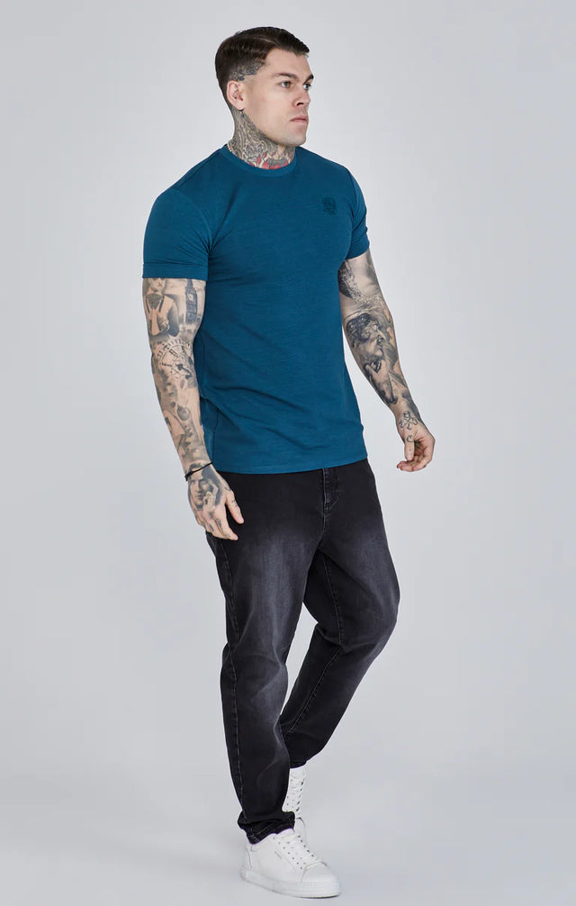 SikSilk - Teal Roll Sleeve T-Shirt